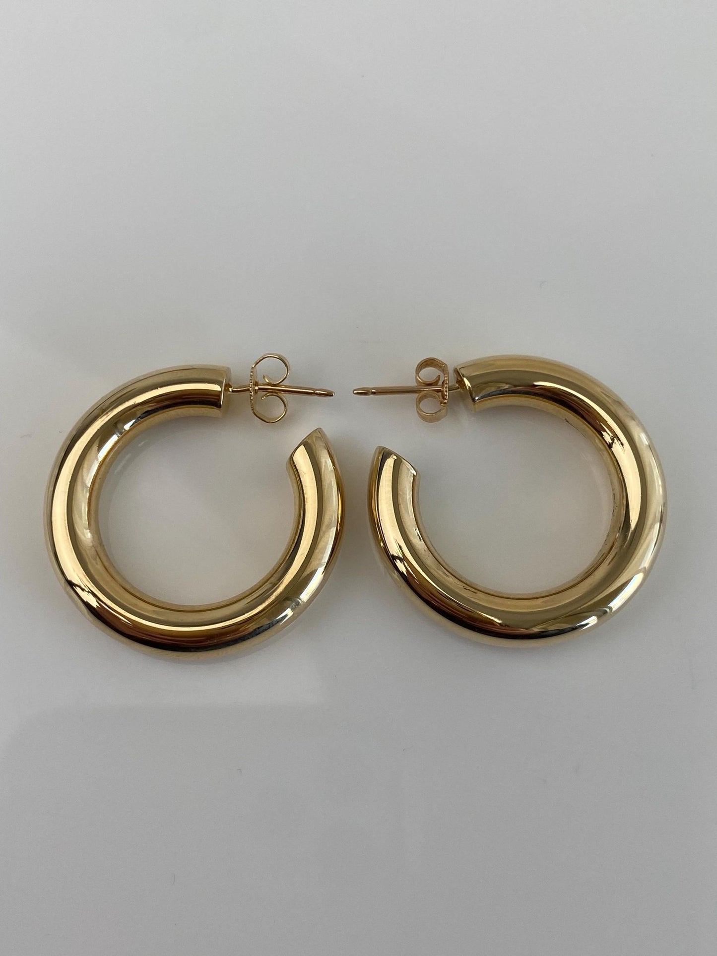 Vintage 14k Yellow Gold Chunky Hoop Earrings