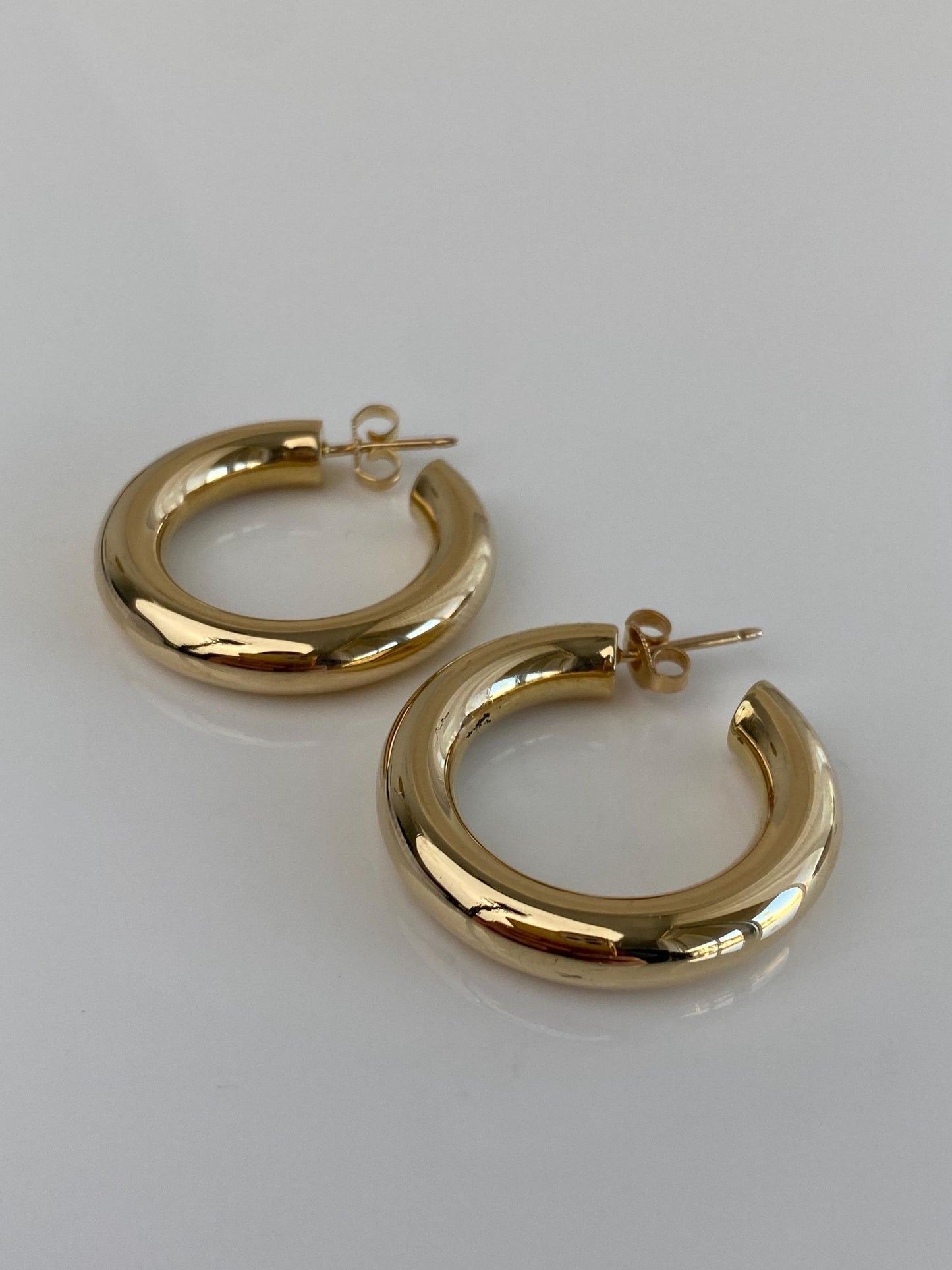 Vintage 14k Yellow Gold Chunky Hoop Earrings