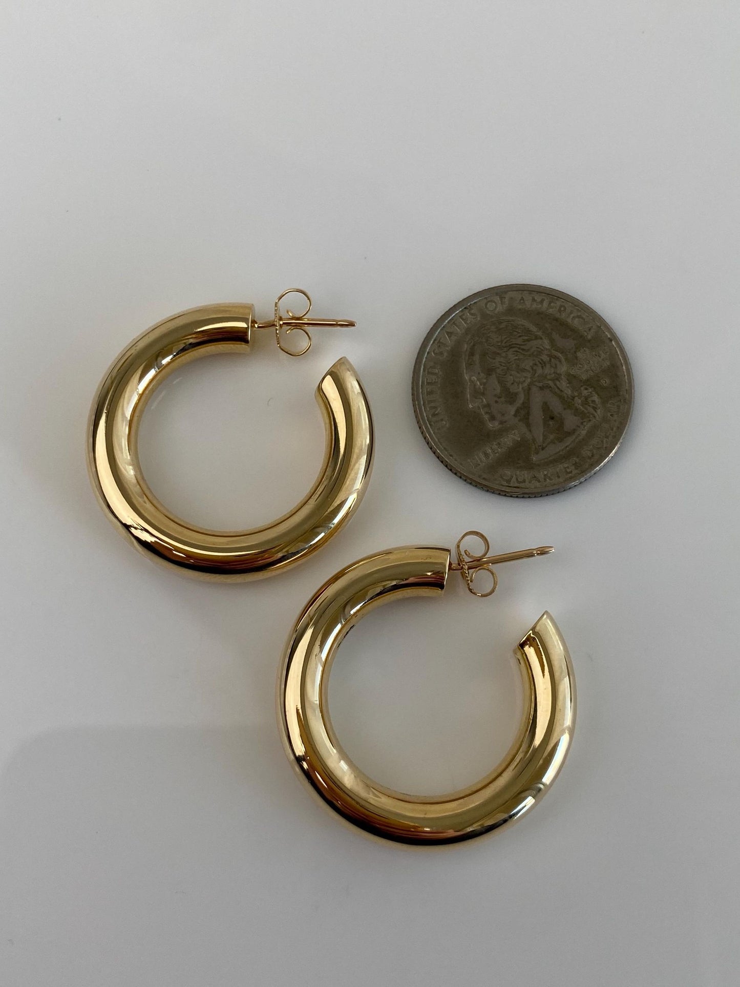 Vintage 14k Yellow Gold Chunky Hoop Earrings