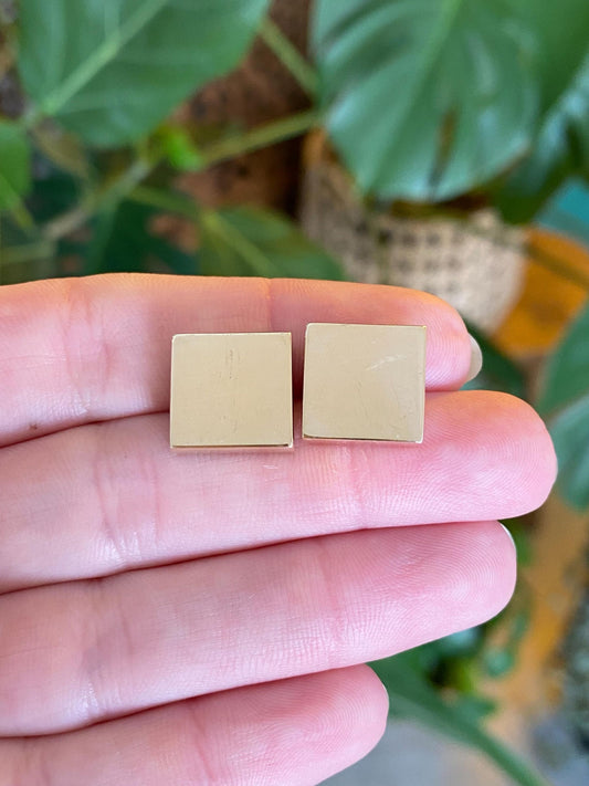 Vintage 14k Yellow Gold Square Stud Earrings