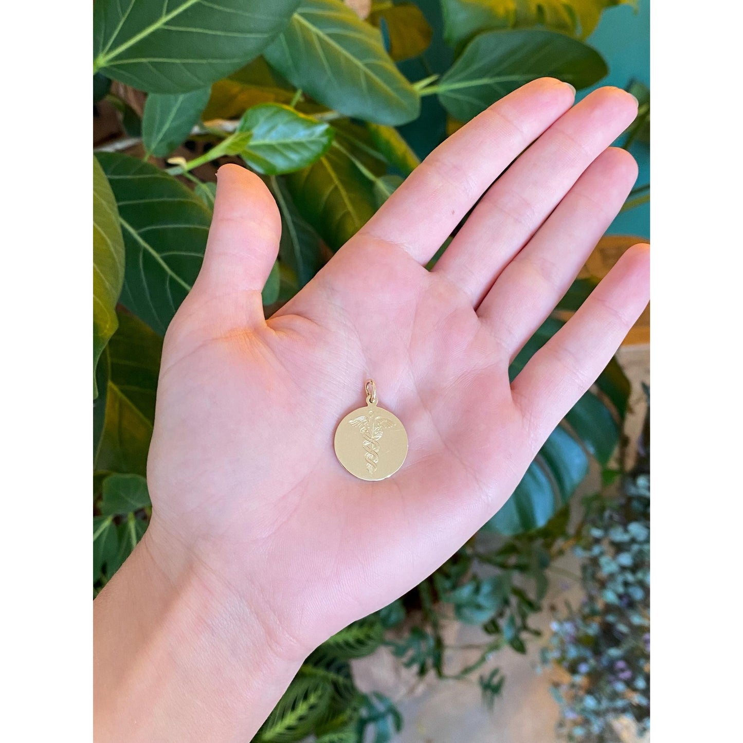 Vintage Solid 14k Yellow Gold Medical Rod of Asclepius Charm