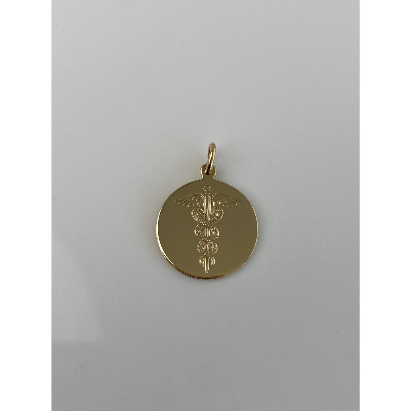 Vintage Solid 14k Yellow Gold Medical Rod of Asclepius Charm