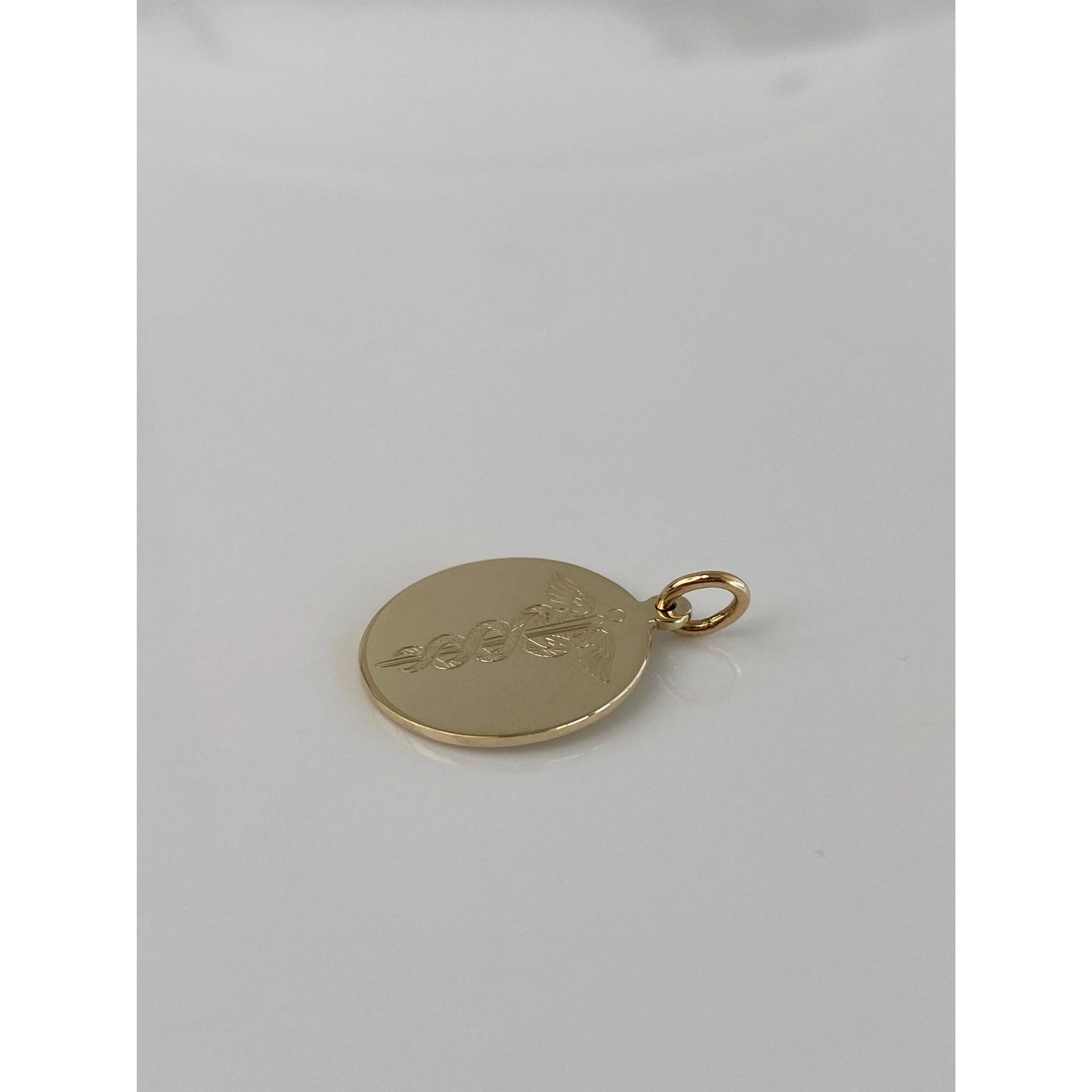 Vintage Solid 14k Yellow Gold Medical Rod of Asclepius Charm