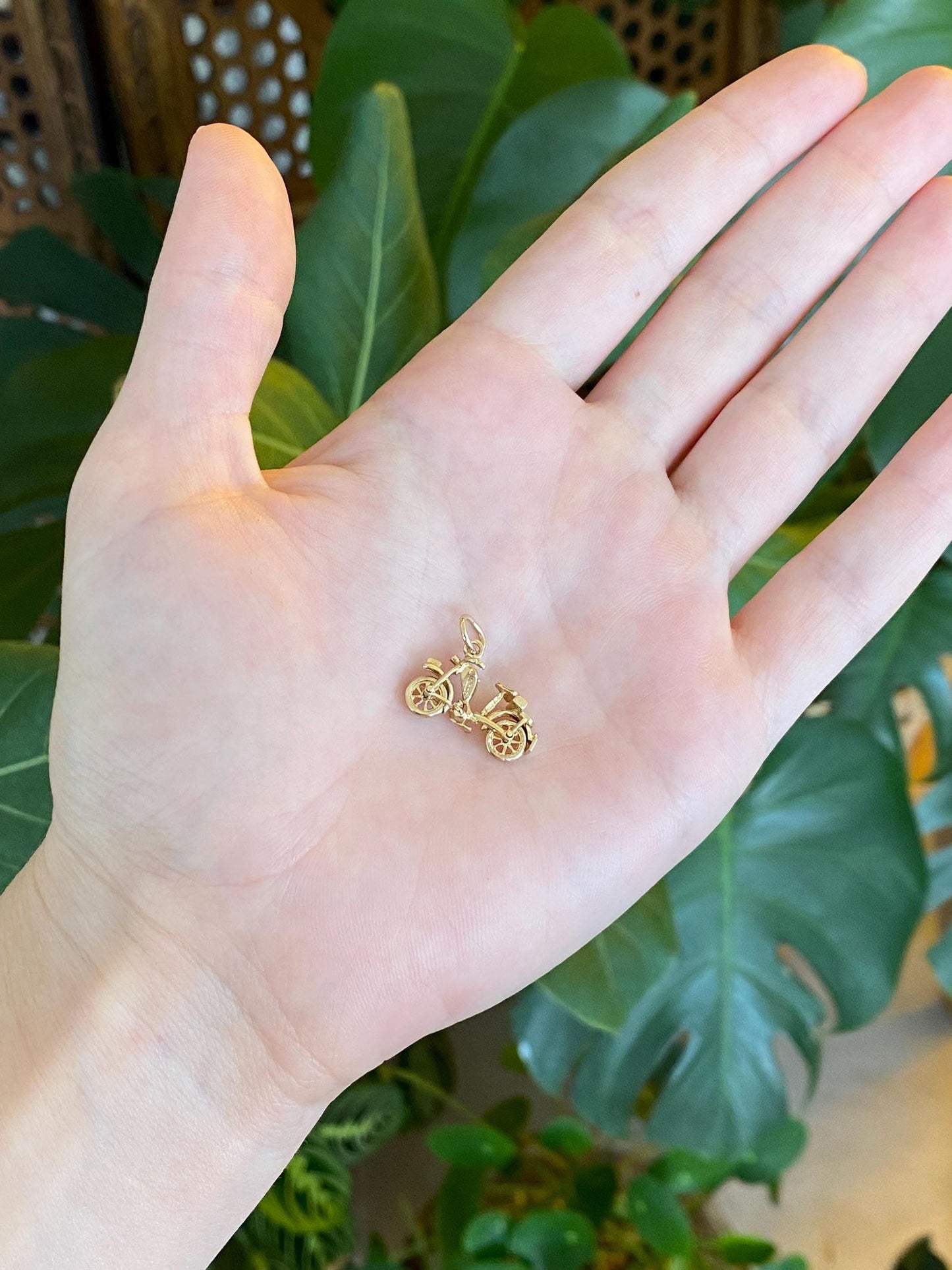 Vintage Solid 9k Yellow Gold Articulated Motorcycle Charm
