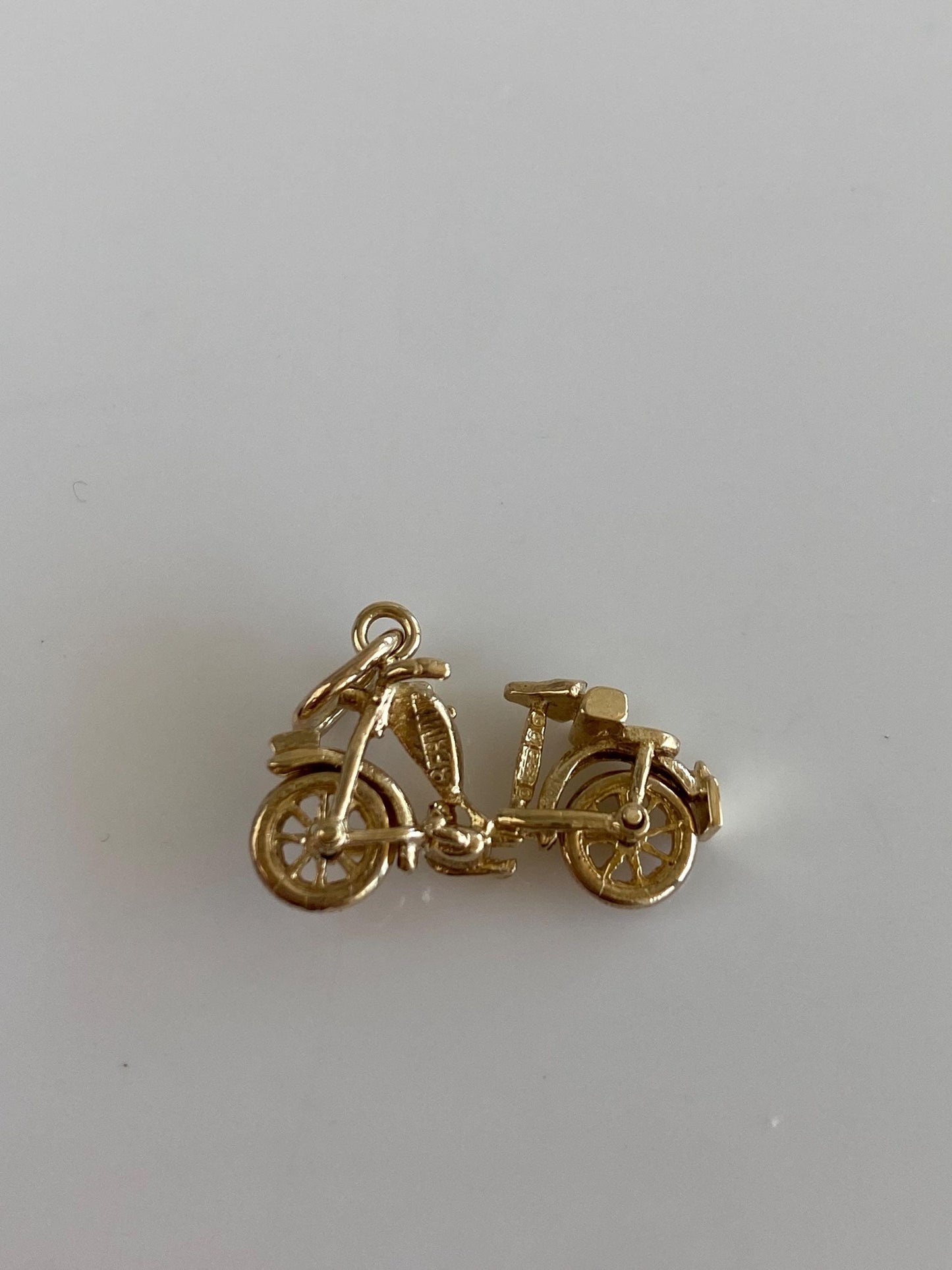 Vintage Solid 9k Yellow Gold Articulated Motorcycle Charm
