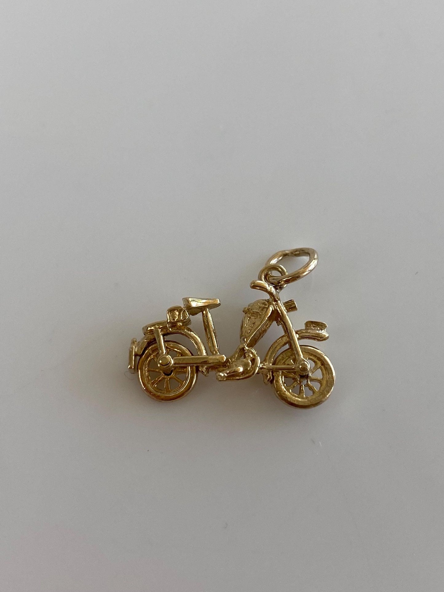 Vintage Solid 9k Yellow Gold Articulated Motorcycle Charm