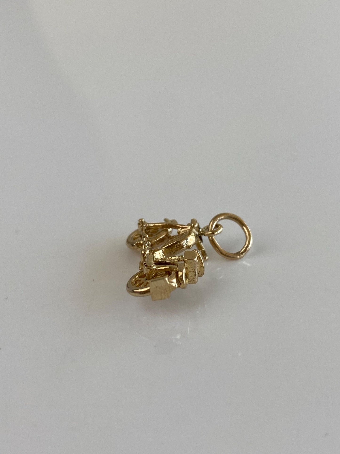 Vintage Solid 9k Yellow Gold Articulated Motorcycle Charm