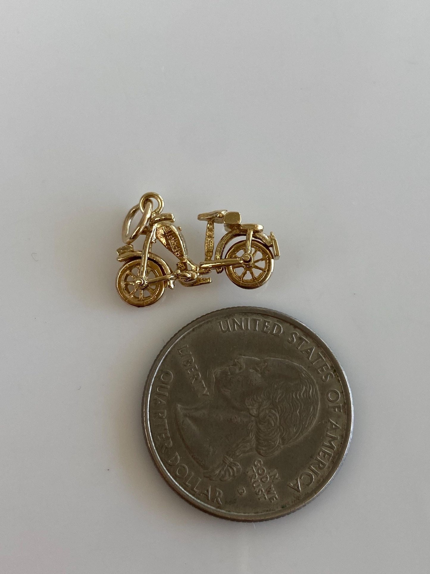 Vintage Solid 9k Yellow Gold Articulated Motorcycle Charm