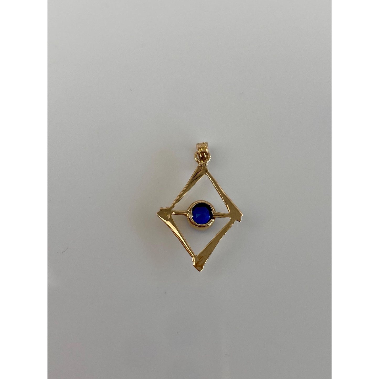Vintage Solid 10k Yellow Gold Blue Cubic Zirconia Charm