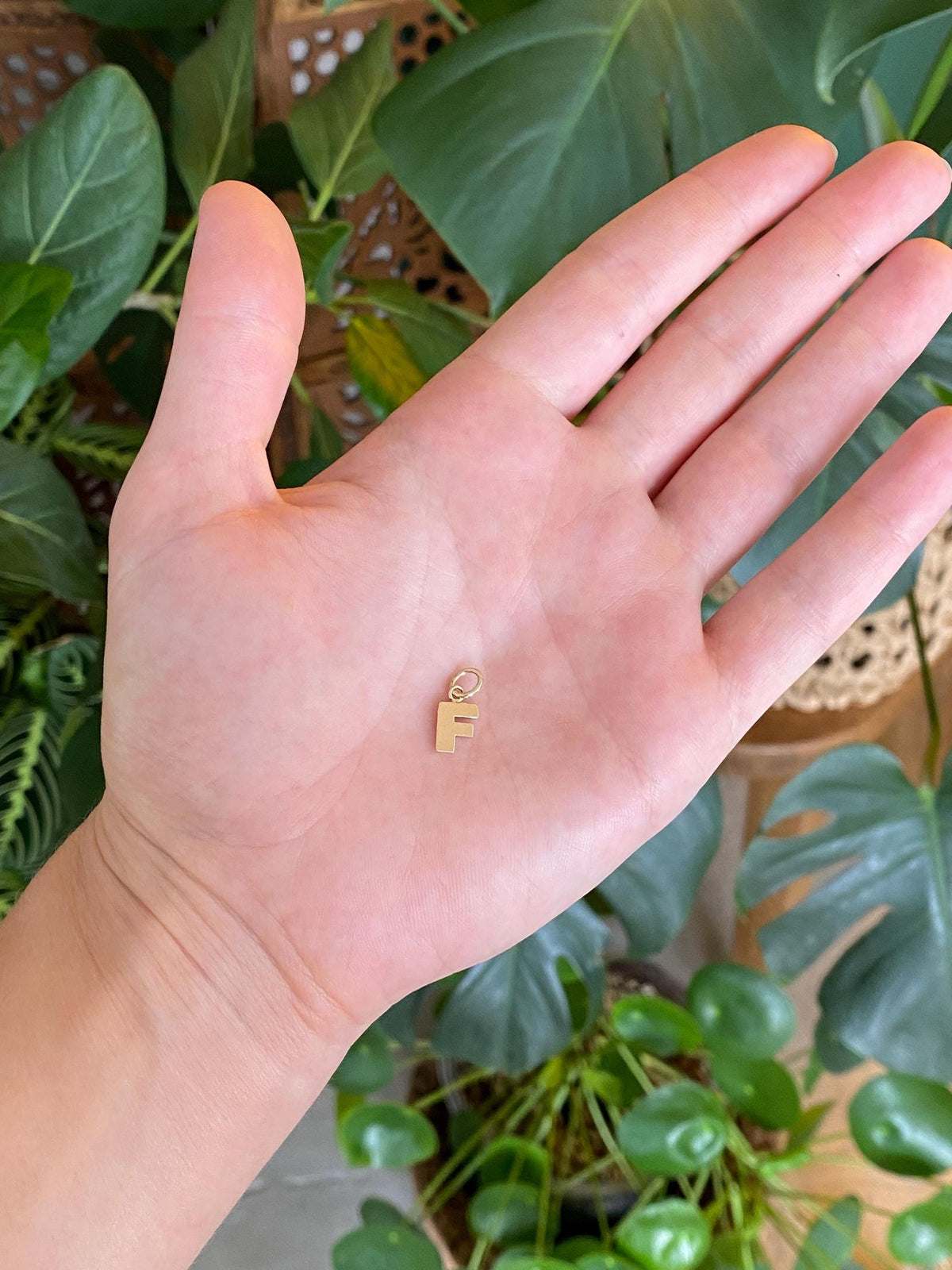 Solid 14k Yellow Gold Initial 'F' Charm