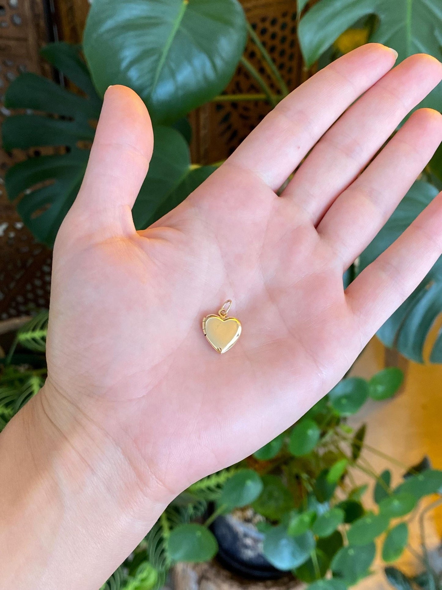 Vintage Solid 14k Yellow Gold Heart Locket Charm