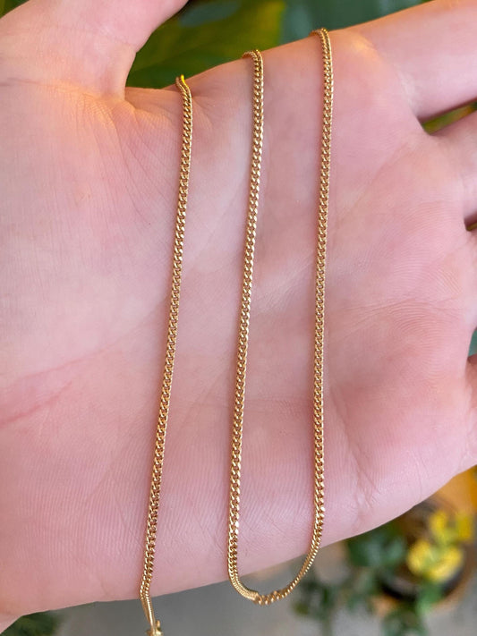 Vintage Solid 14k Yellow Gold Tight Curb Chain Necklace - 20.25 inches