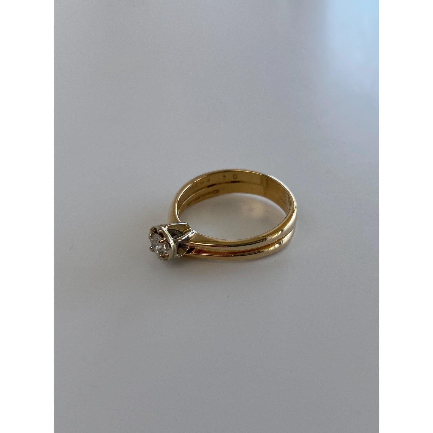 Vintage Solid 14k White & Yellow Gold Cubic Zirconia Ring - Size 6