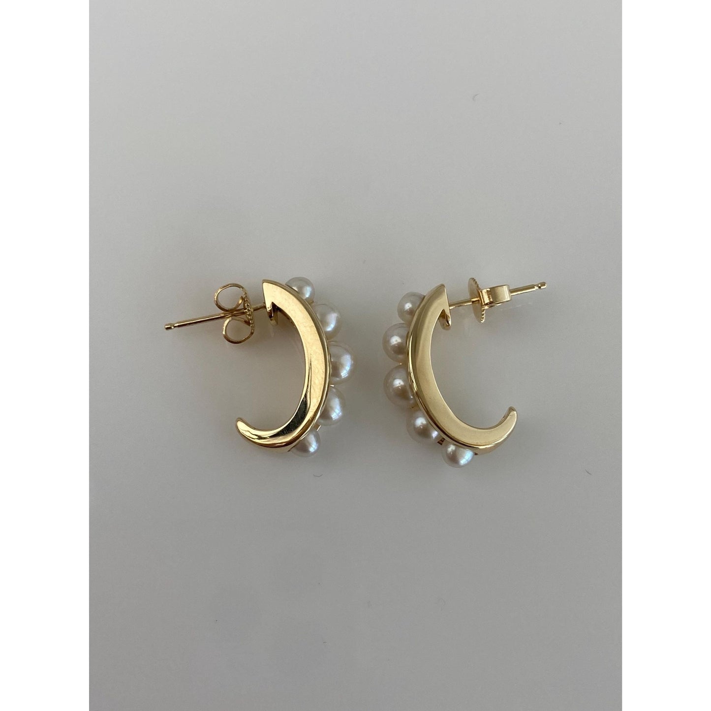 Vintage Solid 14k Yellow Gold Pearls Drop Earrings