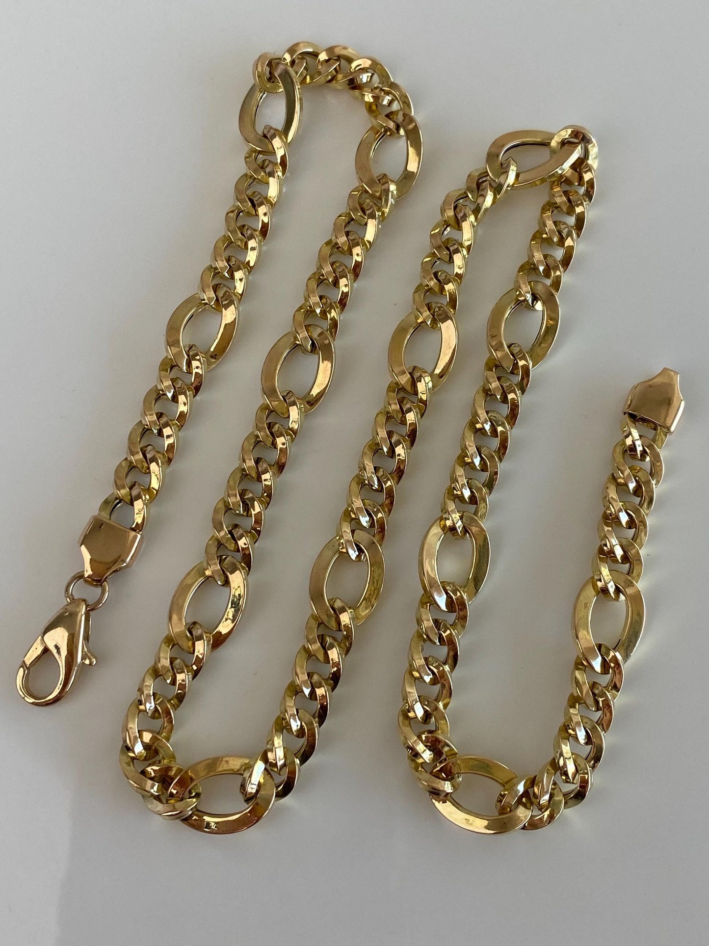 Vintage 14k Yellow Gold Chunky Figaro Style Chain Necklace - 19.25 inches