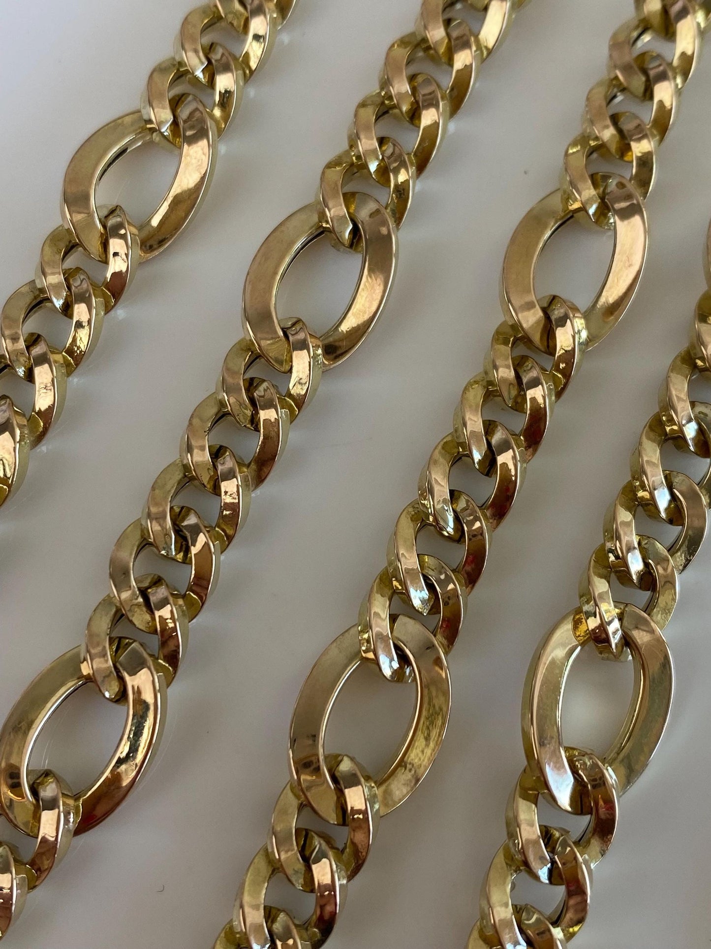 Vintage 14k Yellow Gold Chunky Figaro Style Chain Necklace - 19.25 inches