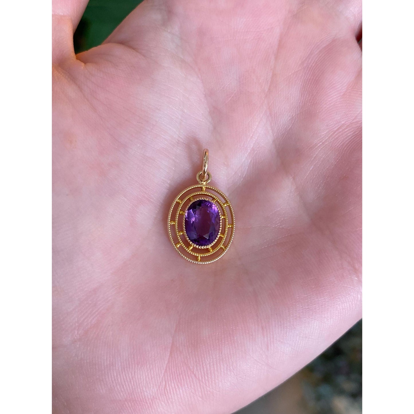 Vintage Solid 14k Yellow Gold Amethyst Stick Pin Conversion Charm