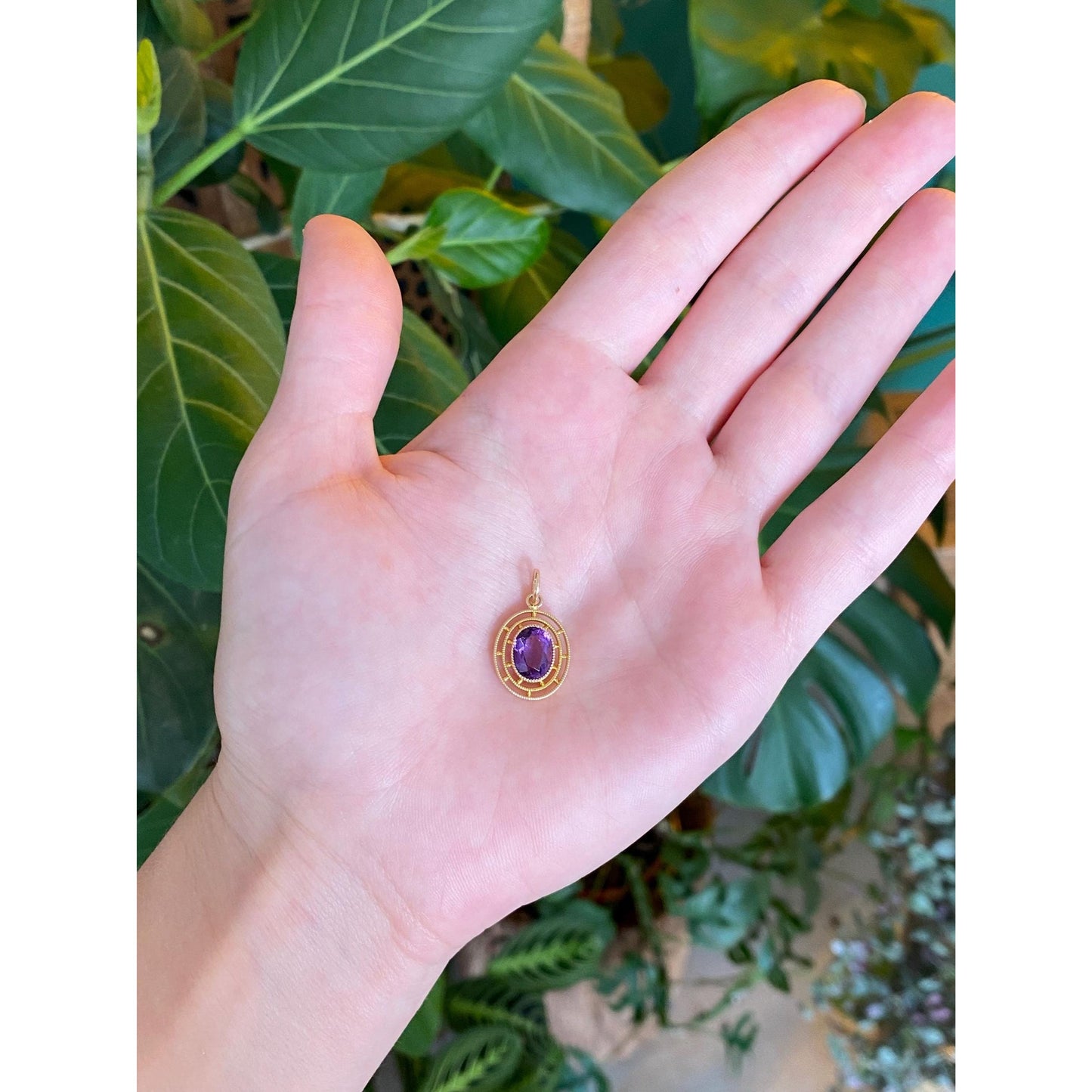 Vintage Solid 14k Yellow Gold Amethyst Stick Pin Conversion Charm