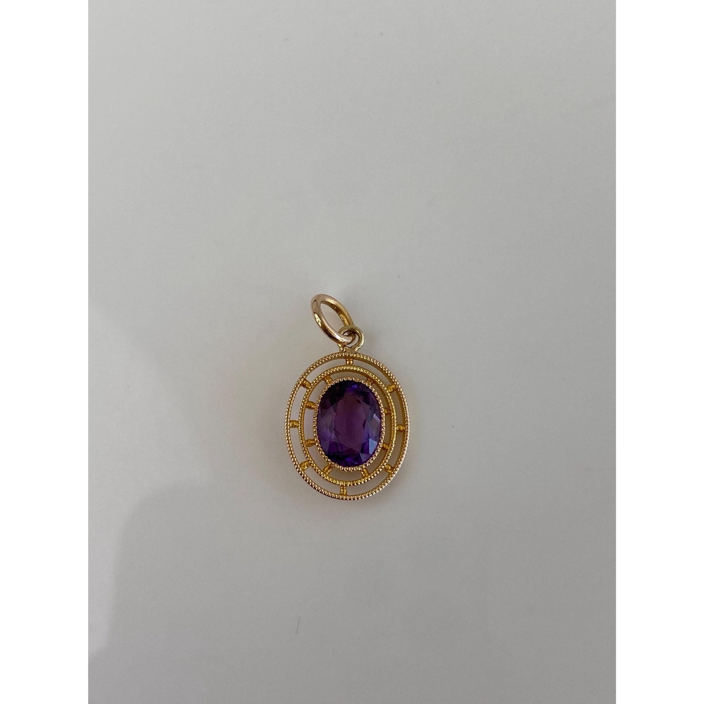 Vintage Solid 14k Yellow Gold Amethyst Stick Pin Conversion Charm