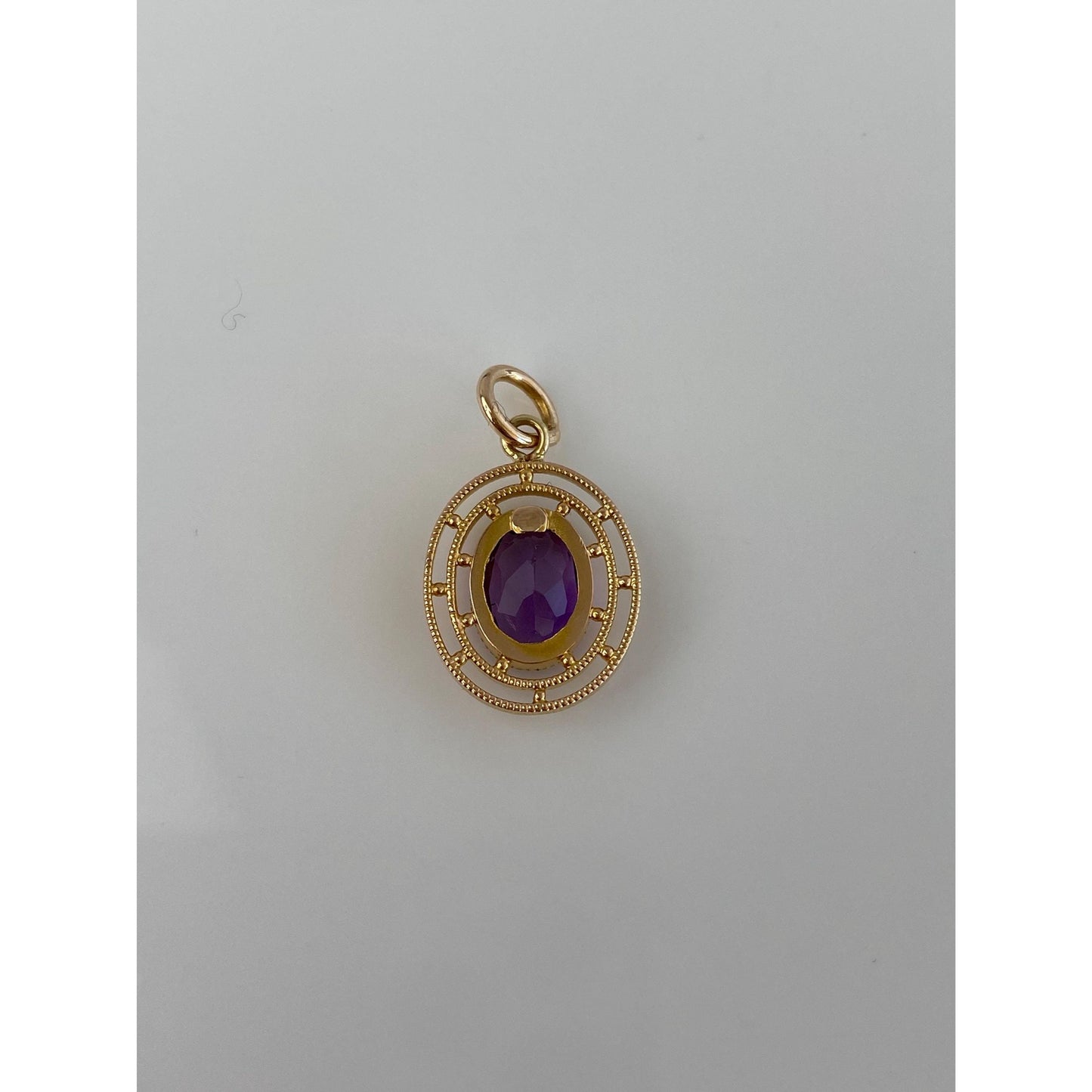 Vintage Solid 14k Yellow Gold Amethyst Stick Pin Conversion Charm