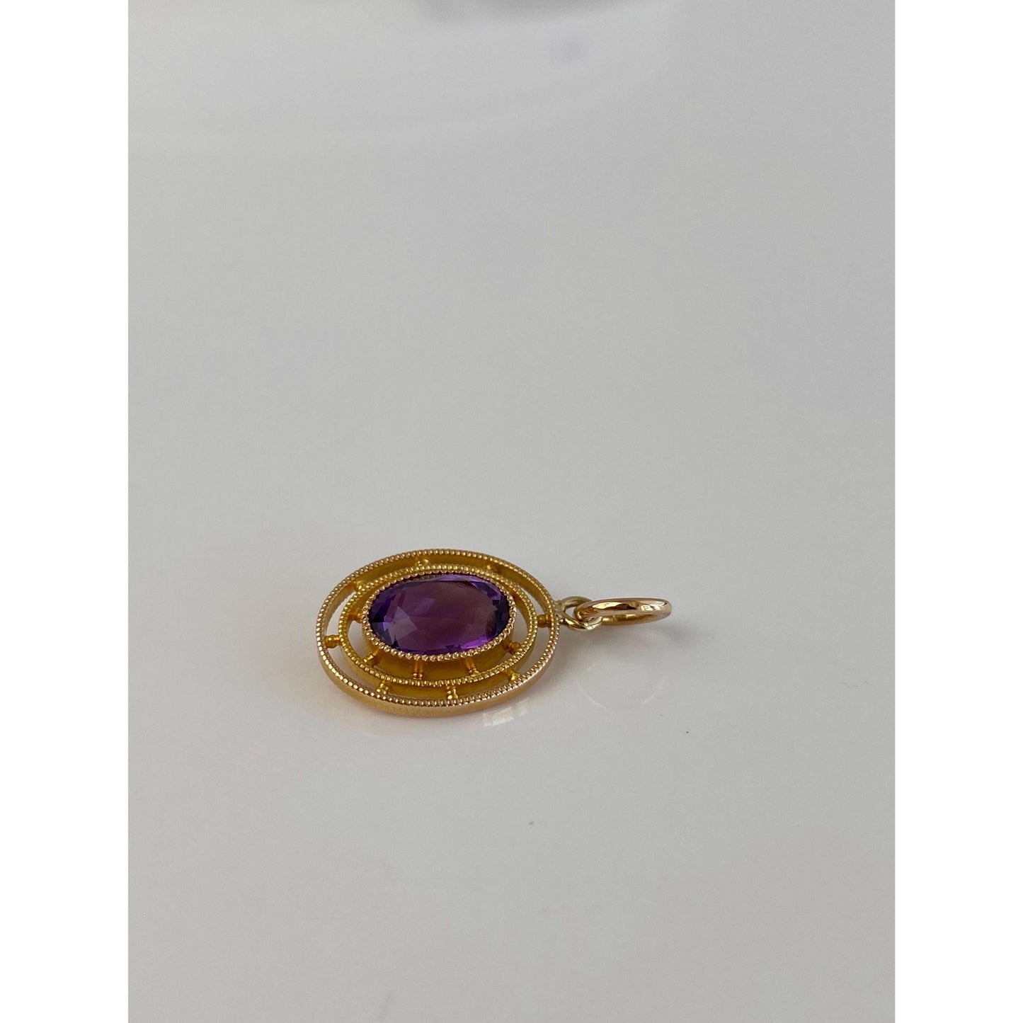 Vintage Solid 14k Yellow Gold Amethyst Stick Pin Conversion Charm