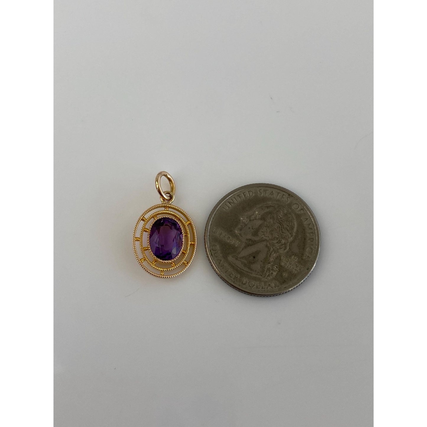 Vintage Solid 14k Yellow Gold Amethyst Stick Pin Conversion Charm