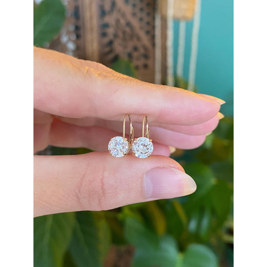 Solid 10k Yellow Gold Cubic Zirconia Drop Earrings