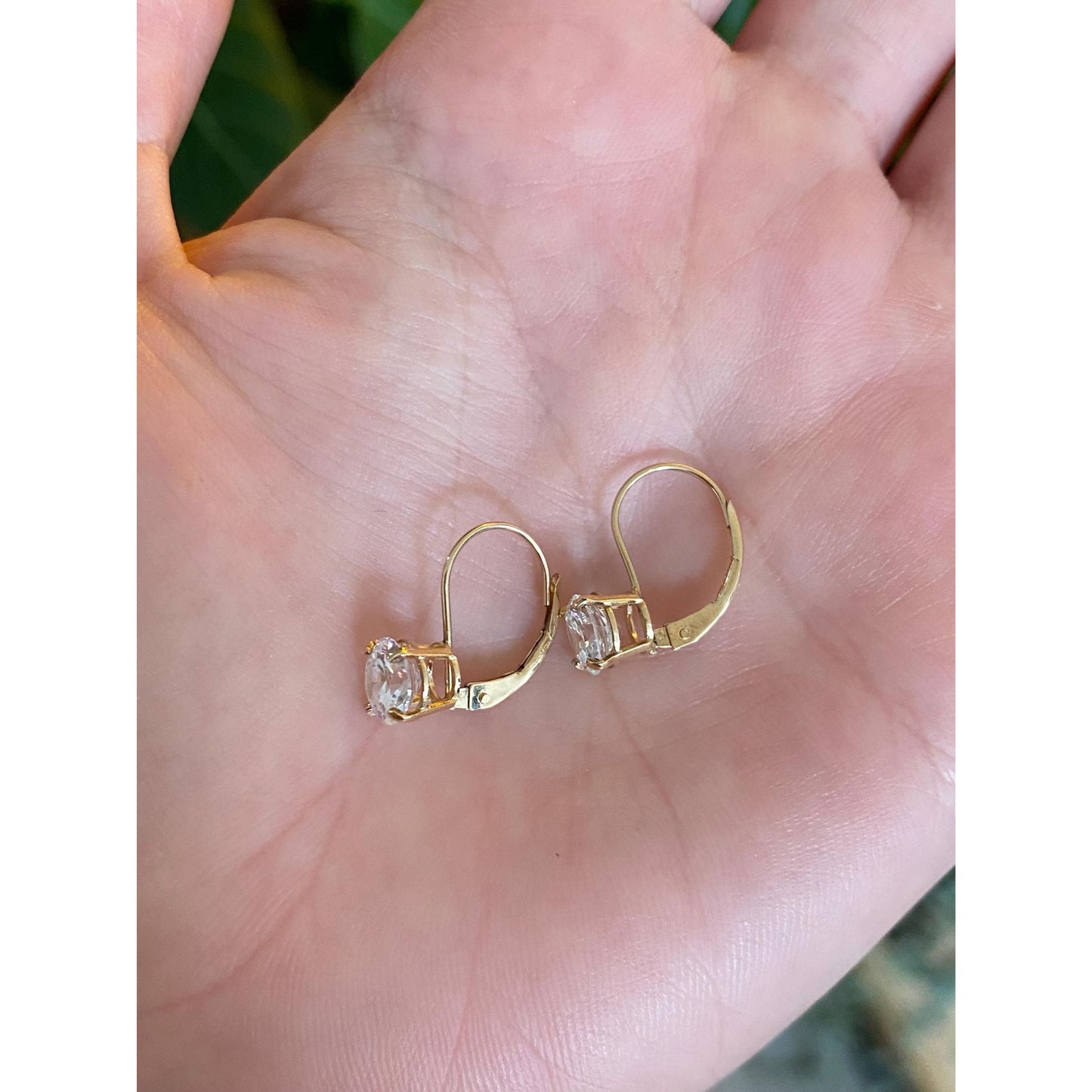 Solid 10k Yellow Gold Cubic Zirconia Drop Earrings
