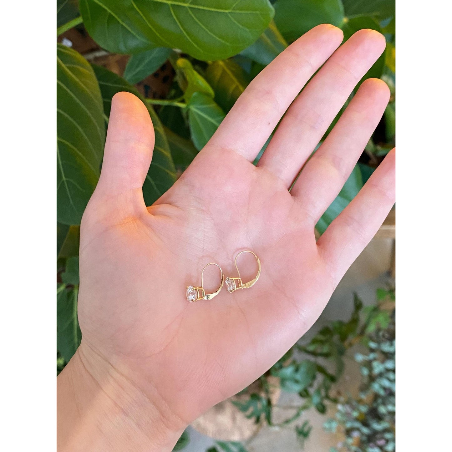 Solid 10k Yellow Gold Cubic Zirconia Drop Earrings