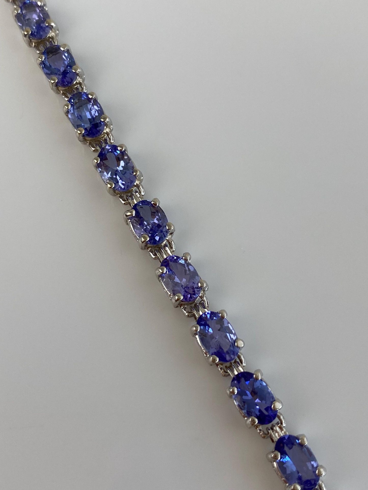 Vintage Solid 14k White Gold Lilac Cubic Zirconia Link Bracelet - 8.25 inches