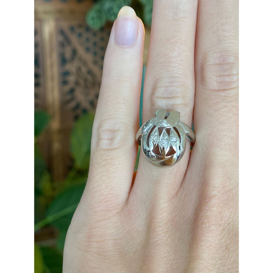 Vintage Solid 14k White Gold Diamond Ring - Size 5.5