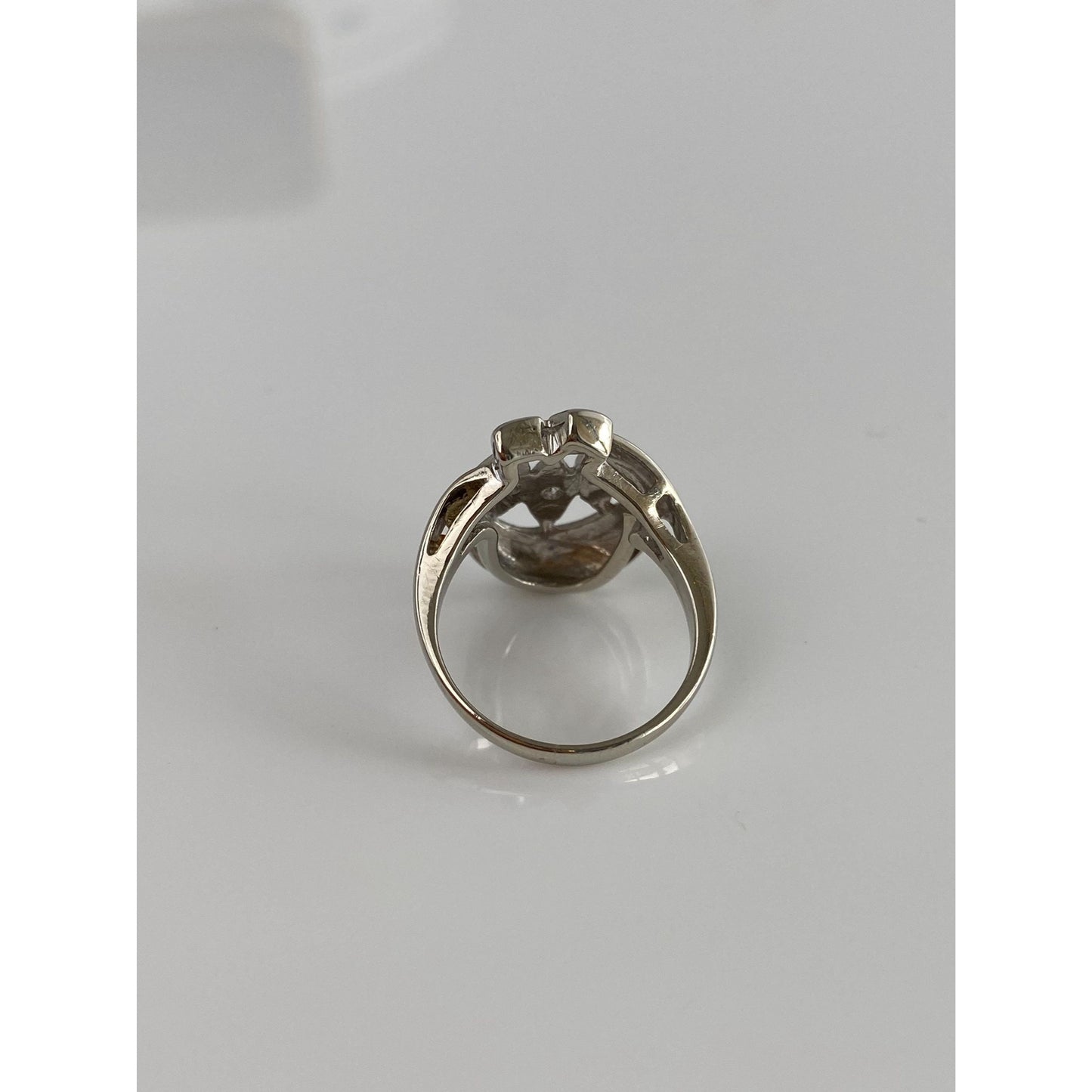 Vintage Solid 14k White Gold Diamond Ring - Size 5.5