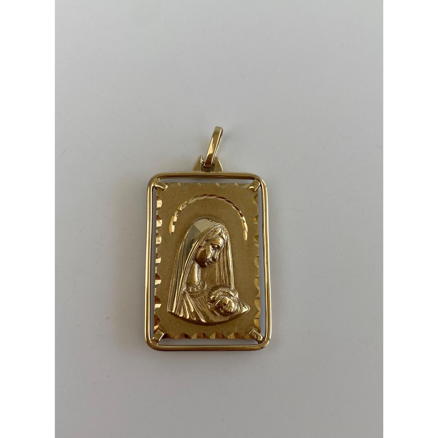 Vintage Solid 14k Yellow Gold Virgin Mary Charm