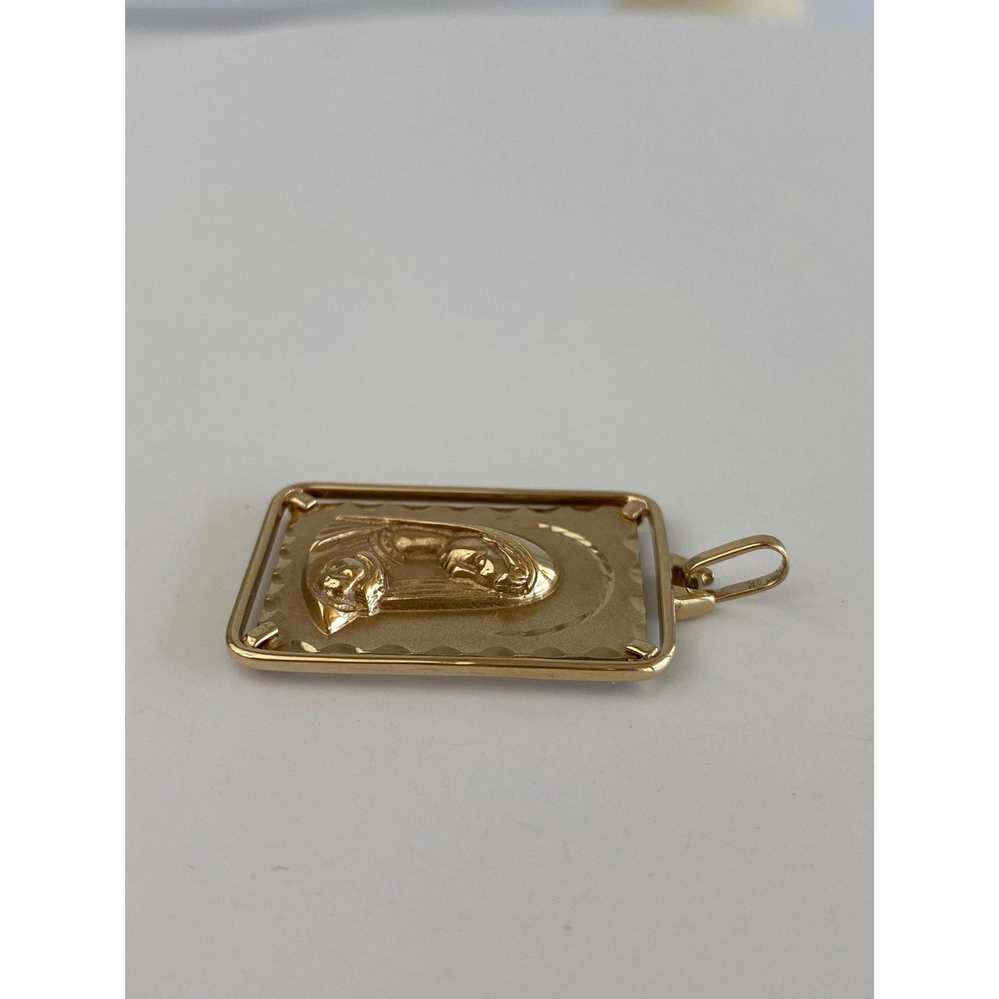 Vintage Solid 14k Yellow Gold Virgin Mary Charm