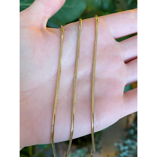 Vintage Solid 14k Yellow Gold Long Square Snake Chain Necklace - 24.5 inches