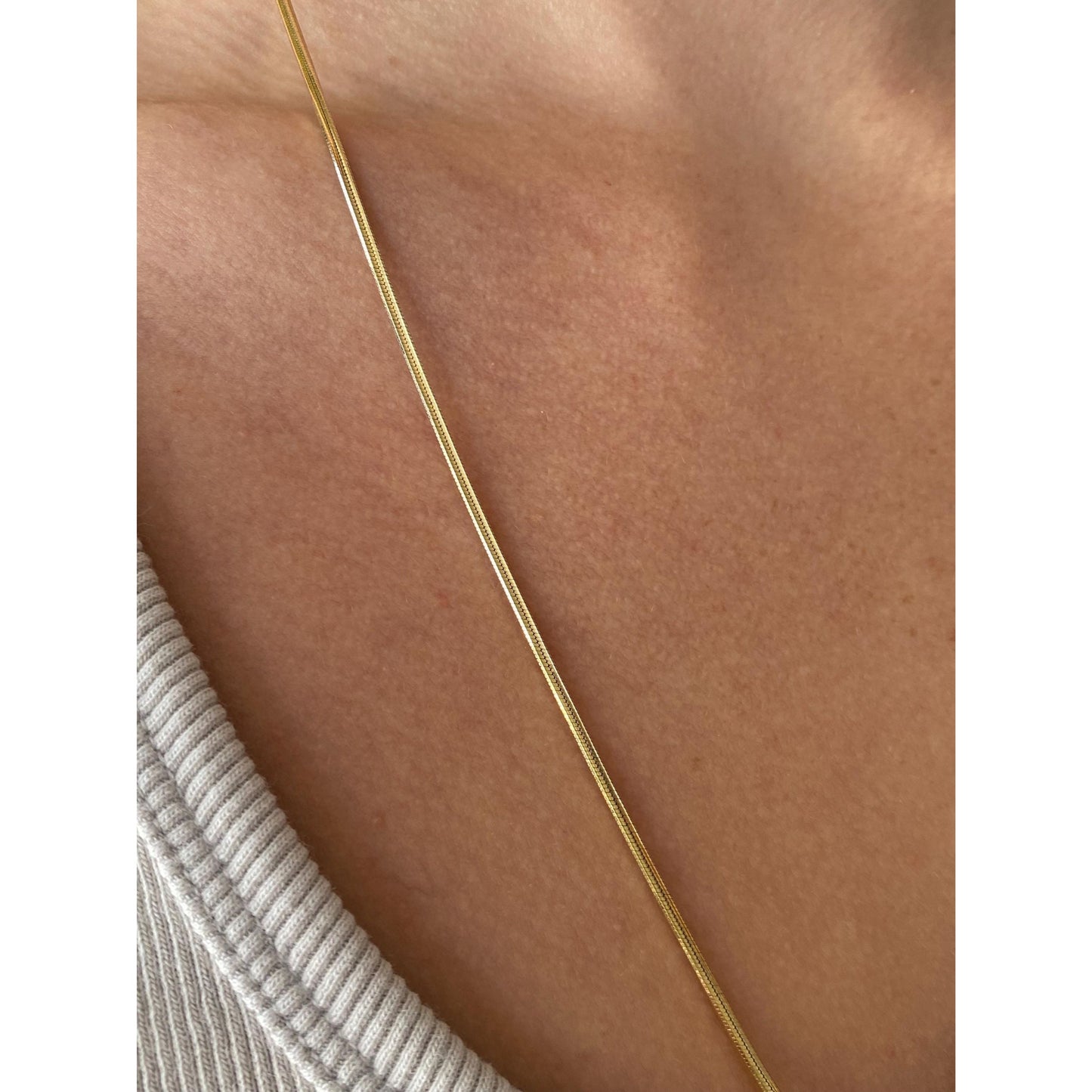 Vintage Solid 14k Yellow Gold Long Square Snake Chain Necklace - 24.5 inches
