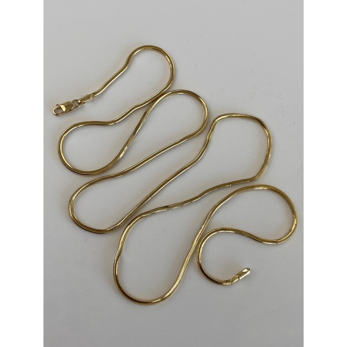 Vintage Solid 14k Yellow Gold Long Square Snake Chain Necklace - 24.5 inches