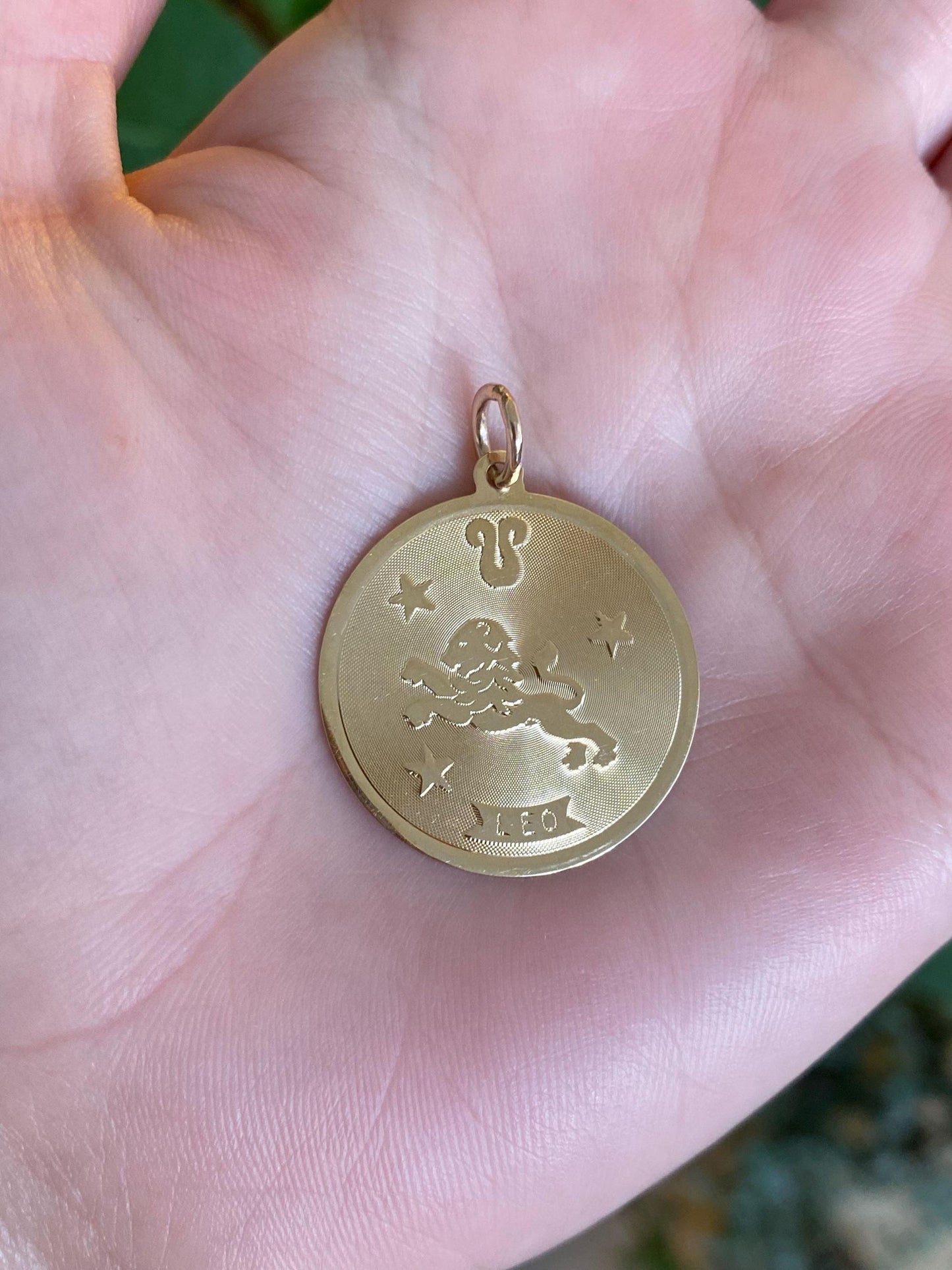 Vintage Solid 14k Yellow Gold Leo Charm