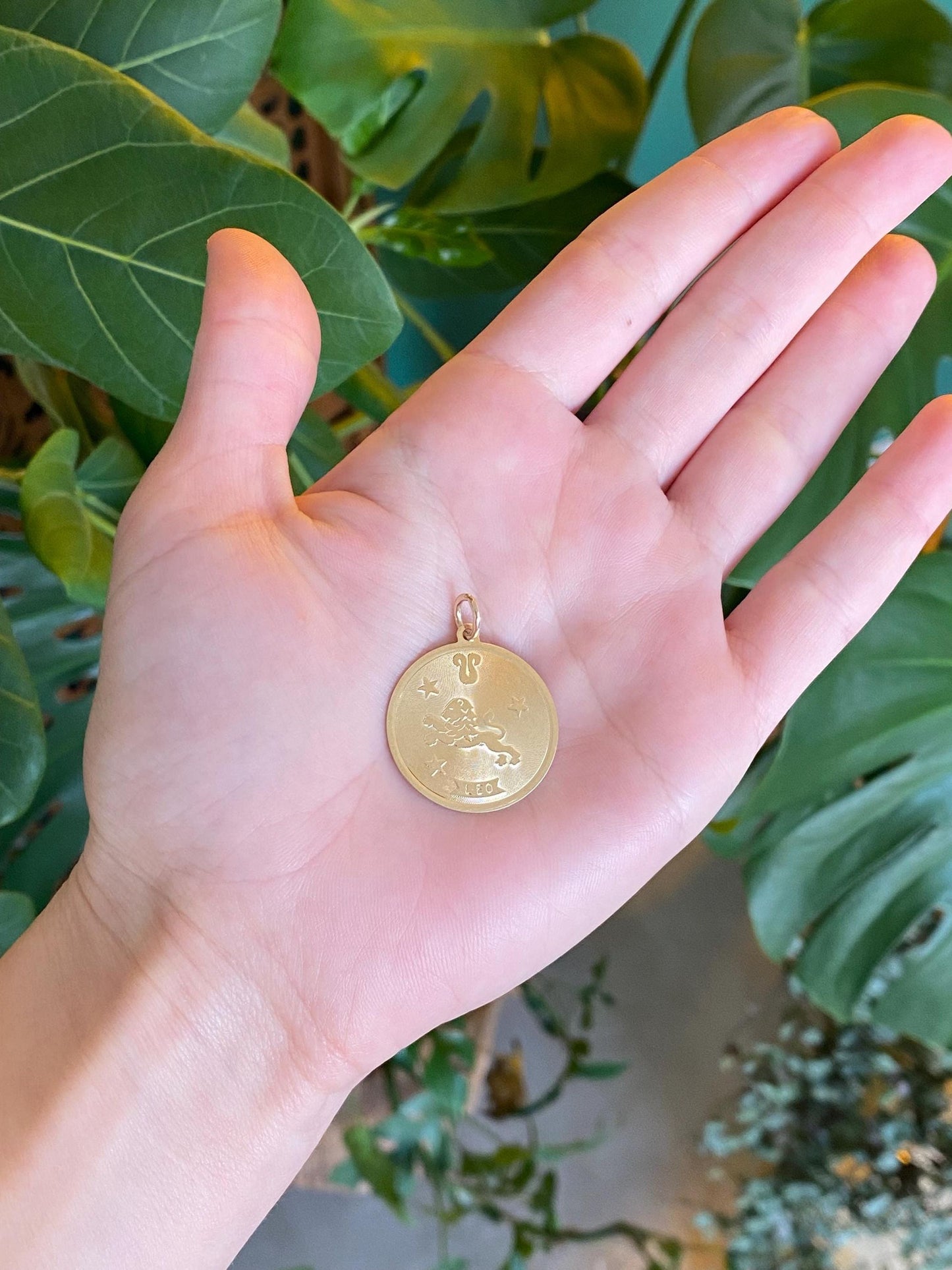 Vintage Solid 14k Yellow Gold Leo Charm