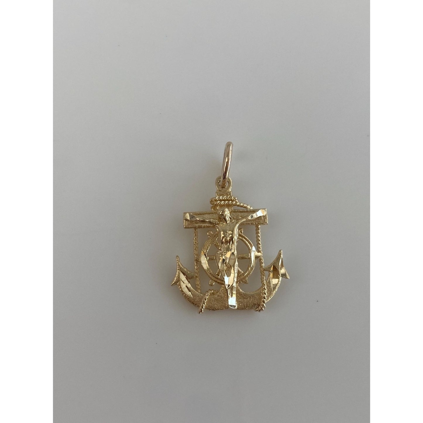 Vintage Solid 10k Yellow Gold Anchor Helm Crucifix Charm