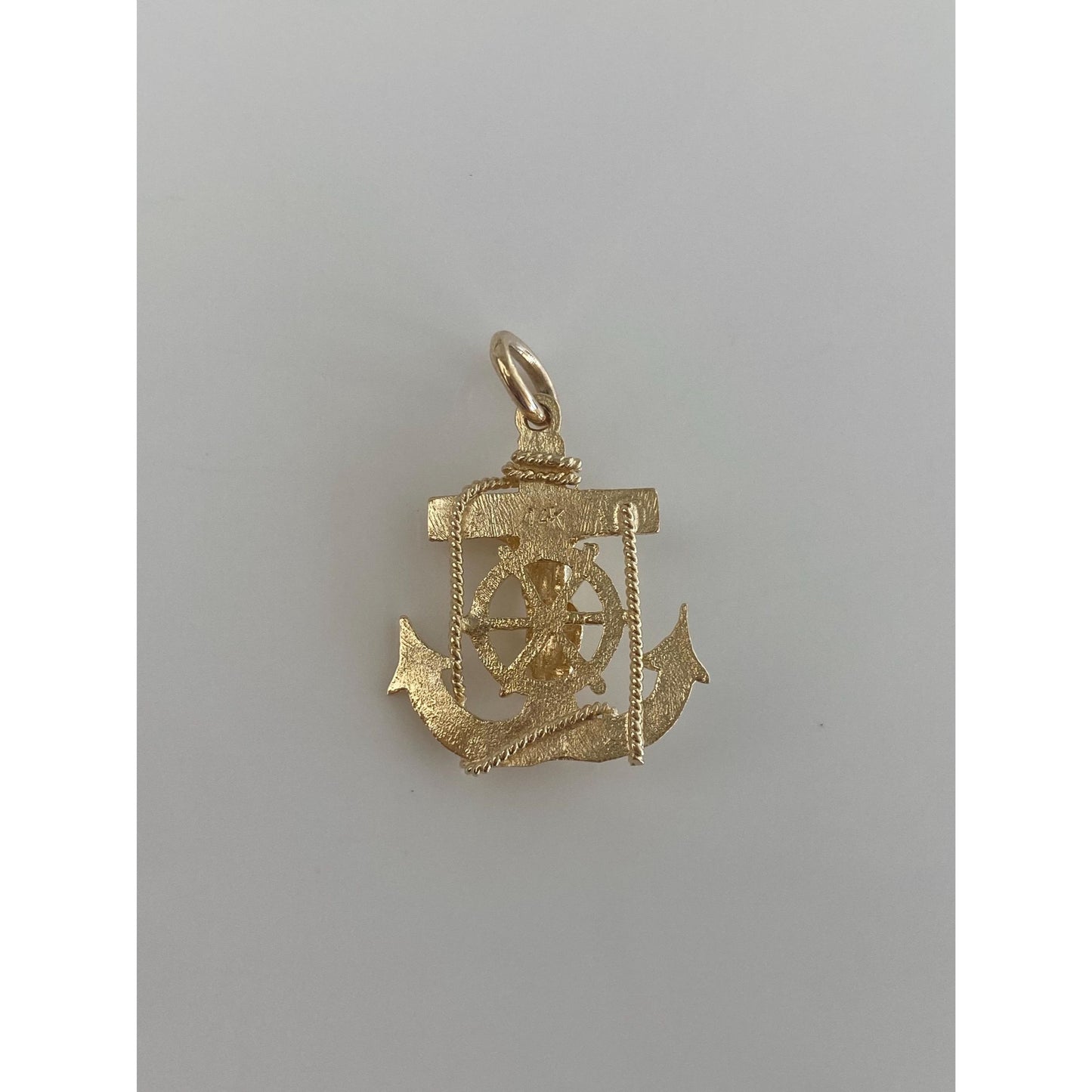 Vintage Solid 10k Yellow Gold Anchor Helm Crucifix Charm