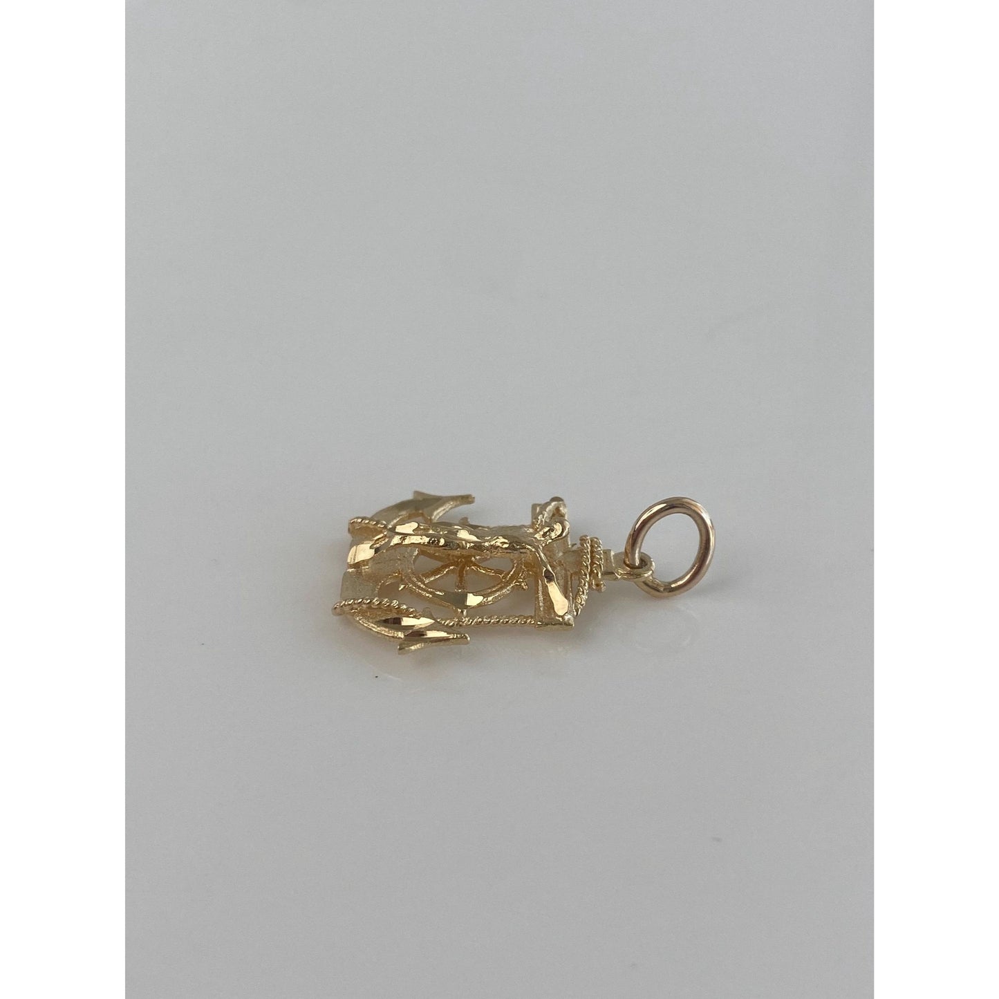 Vintage Solid 10k Yellow Gold Anchor Helm Crucifix Charm