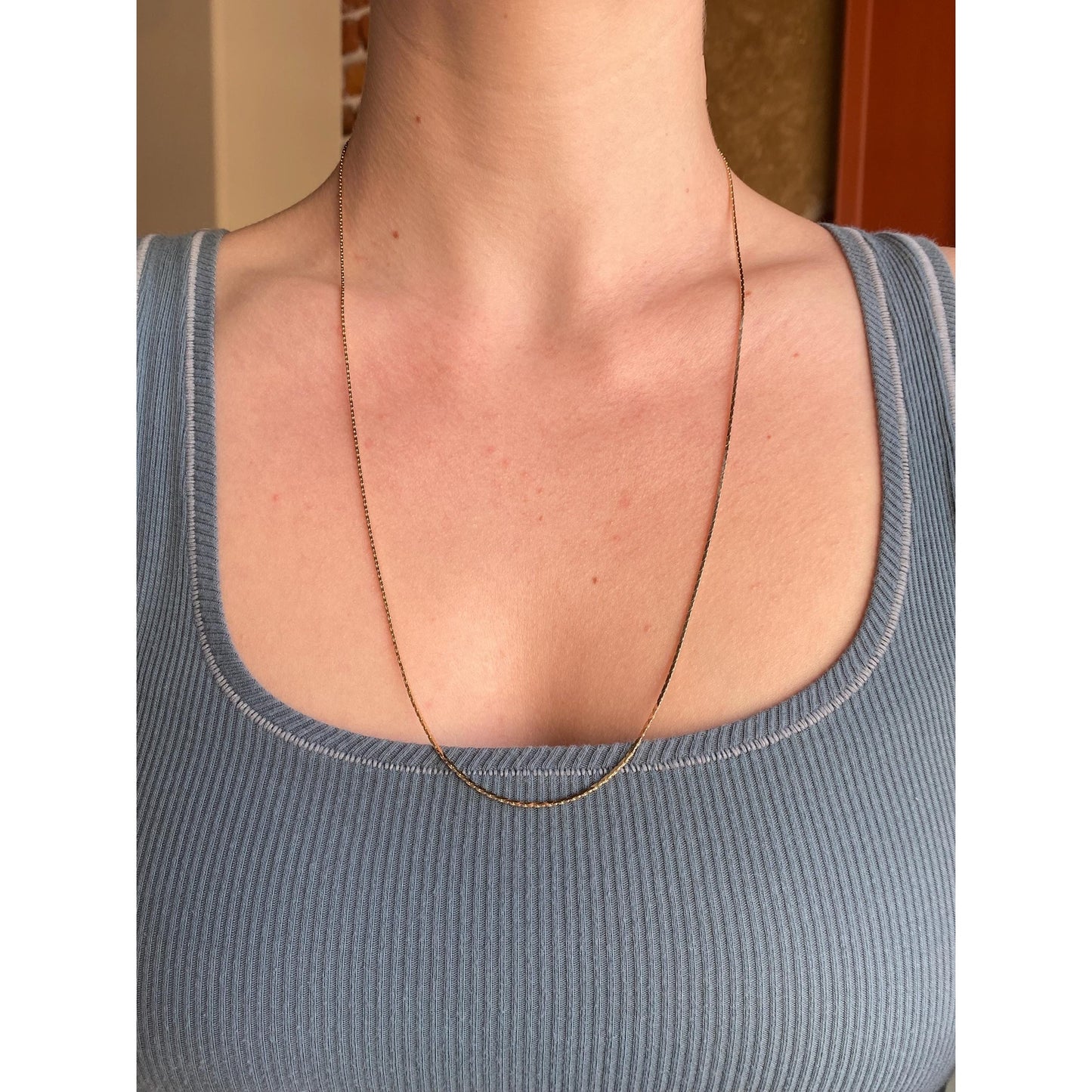 Vintage Solid 14k Yellow Gold Triangle Link Chain Necklace - 24.75 inches