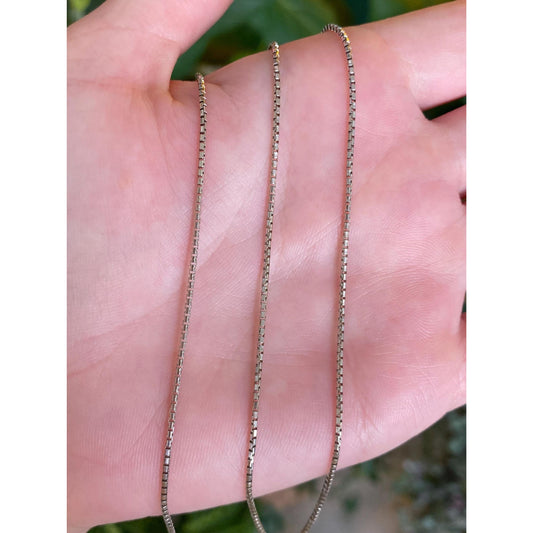 Vintage Solid 14k White Gold Box Chain Necklace - 19 inches