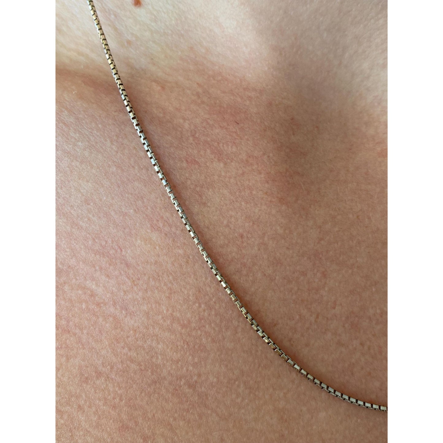 Vintage Solid 14k White Gold Box Chain Necklace - 19 inches