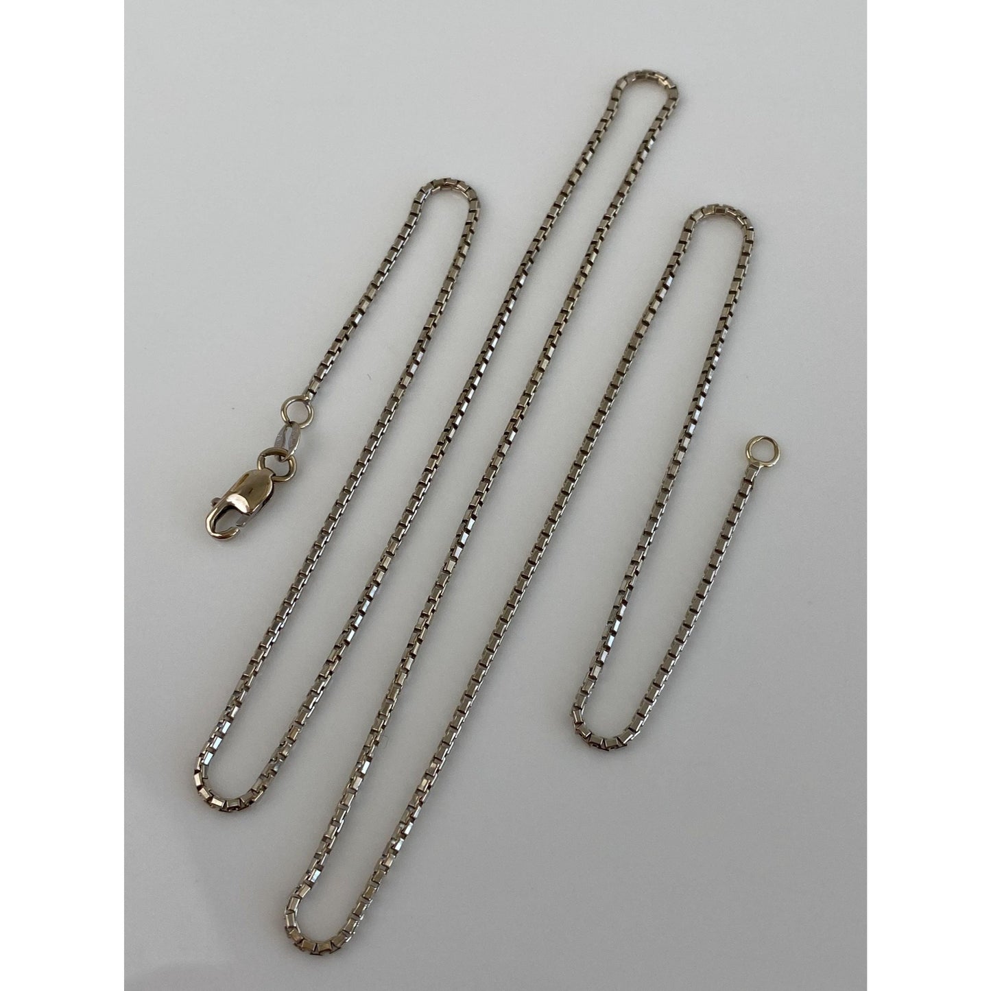 Vintage Solid 14k White Gold Box Chain Necklace - 19 inches