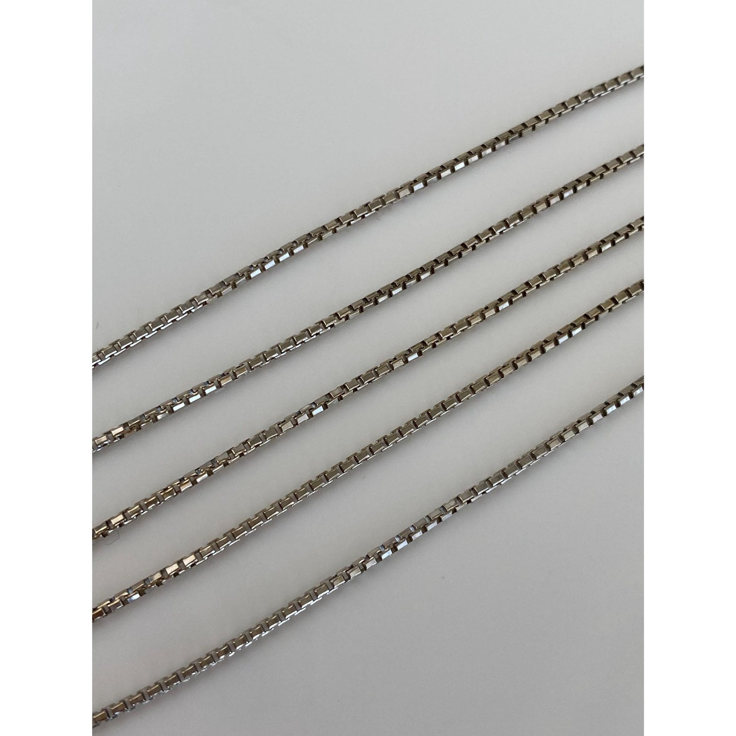Vintage Solid 14k White Gold Box Chain Necklace - 19 inches