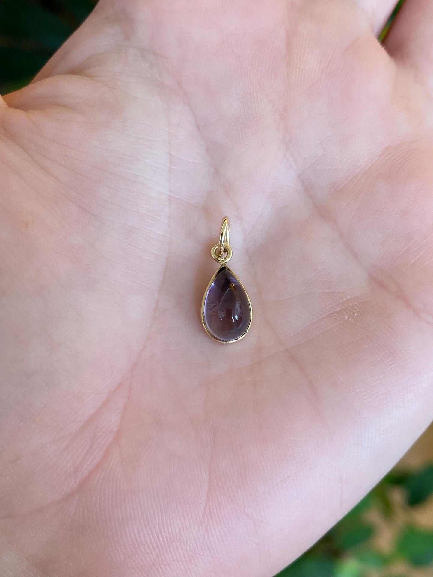 Vintage Solid 14k Yellow Gold Amethyst Teardrop Stick Pin Charm