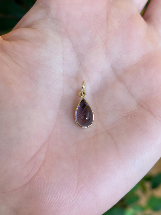 Vintage Solid 14k Yellow Gold Amethyst Teardrop Stick Pin Charm