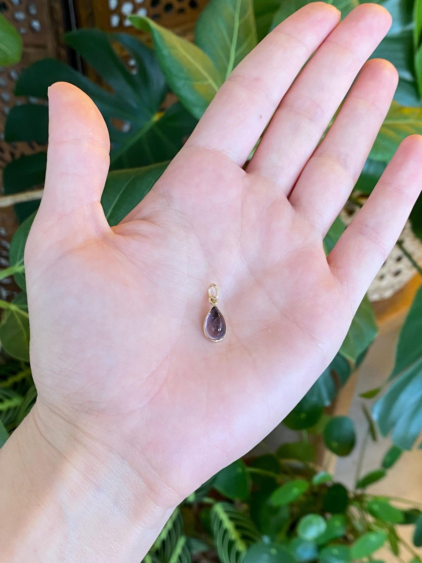 Vintage Solid 14k Yellow Gold Amethyst Teardrop Stick Pin Charm